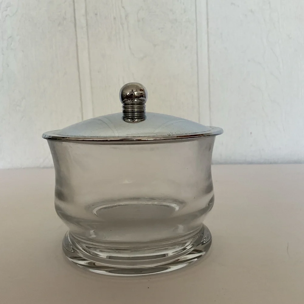 Pottery Barn Heavy Glass Lidded Vanity Jar